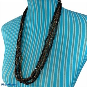 Bronze and black layered necklaces